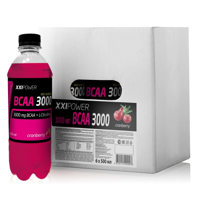 напиток безалкогольный "BCAA 3000" (Клюква) 0,5л Бокс 6 шт. - 6 бут